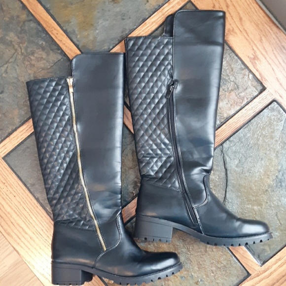 Shoes - Tall Black Quilted Boots